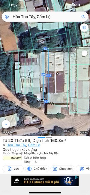 bán đất 160m2 tại đường 5m cạnh cây xăng số 10, hòa thọ tây, cẩm lệ, 2,4 tỷ