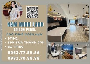 hải yến - cho thuê căn hộ saigon pearl 141m2, view sông sài gòn, nội thất đẹp, cao cấp