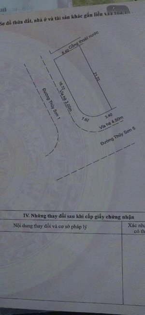 bán góc 2 mặt tiền đường 7m5 sát biển sơn thuỷ rông hơn 8m