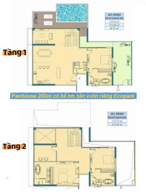 thay đổi nhu cầu bán căn penthouse, có bể bơi và sân vườn 280m2, haven park - ecopark