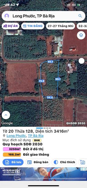 chủ cần bán gấp lô đất 3 mặt tiền phân lô tại long phước, tp. bà rịa giá tốt đầu tư chỉ 3.5 tr/m2