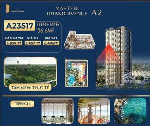 masteries grand avenue cổ loa căn 1br+1mr siêu đẹp, view thoáng giá ưu đãi chỉ 5.457 tỷ - nhanh tay