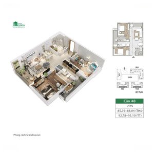 chỉ 58tr/m rẻ nhất melody linh đàm căn 2pn/90m không có căn thứ 2