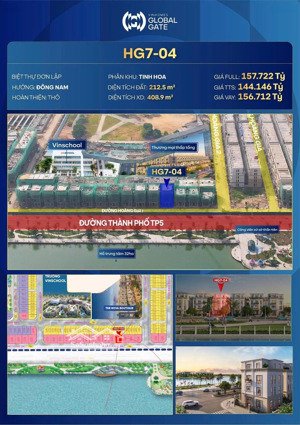 hot! duy nhất căn biệt thư view hồ hg7-04. 212,5m2. kí trực tiếp với chủ đầu tư (miễn trung gian)