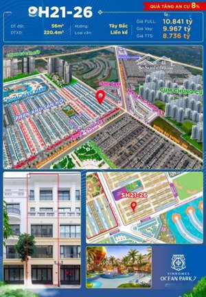 bán nhà phố giá rẻ nhất vinhomes ocean park 2, 8,5 tỷ, 56m2