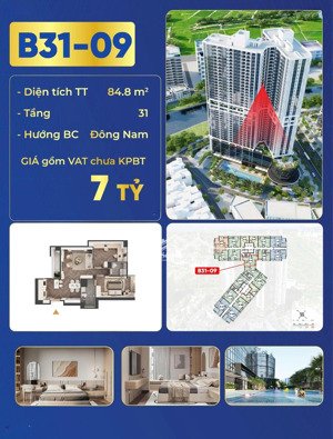 bán cc tháp đôi kepler land, mỗ lao, hà đông, hà nội, 7 tỷ, 84.8m2 bc đông nam. 