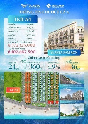 vlasta sầm sơn- thanh hoá- chỉ từ 6tỷxx | cơ hội đầu tư dòng tiền vượt trội | liên hệ: 