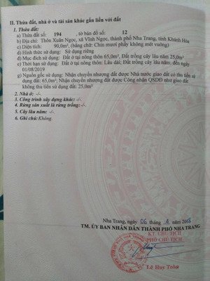 bán đất hòn thơm - xuân ngọc - vĩnh ngọc - nha trang 90m2 ngang 6m - giá 1,82 tỷ