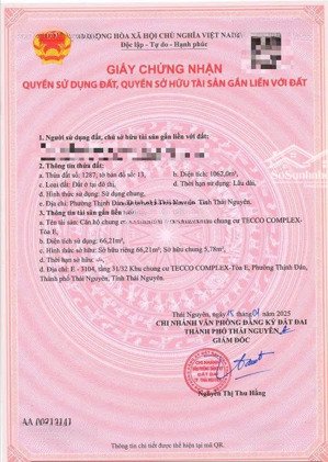 căn hộ 1,4 tỷ trung tâm tp. thái nguyên. lh 