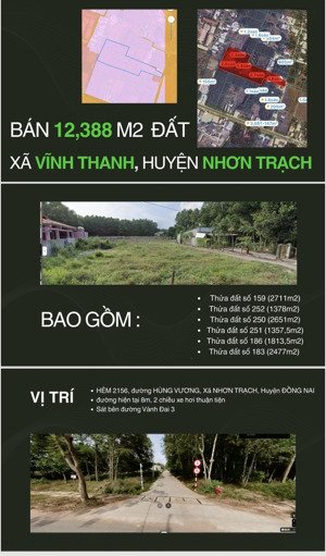 bán đất tại vĩnh thanh, nhơn trạch, đồng nai, 6 triệu / m2, 6 triệu / m2, 12388 m2, giá ưu đãi hot!