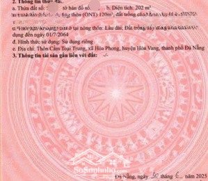 đất cẩm toại trung, 202m2 có 120m2 đất ở gần trường học ông ích khiêm