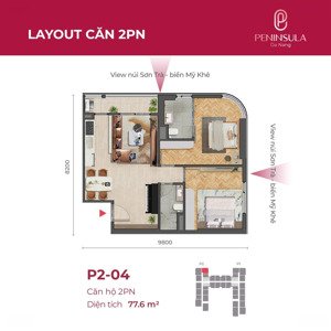 giá thật! nhỉnh hơn 4 tỷ, độc quyền giỏ hàng 2pn giá rẻ căn hộ peninsula đà nẵng