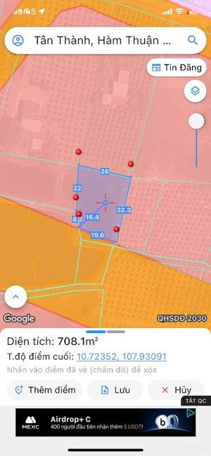 đất nền đẹp ở 719b tân thành, hàm thuận nam, bình thuận, 5,1 tỷ, 709,6 m2
