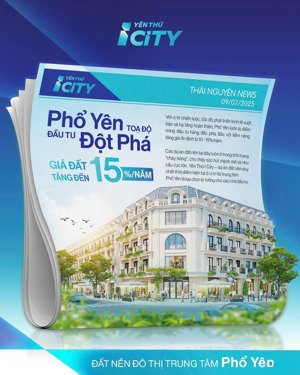 suất ngoại giao giới hạn! đất nền yên thứ city phổ yên, giá chỉ từ 23 - 27 triệu/m² sổ đỏ trao tay