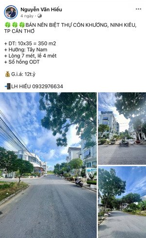 hàng ngợp, bán biệt thự bằng giá nền mặt tiền đường nguyễn hữu trí khu đô thị cồn khương ninh kiều