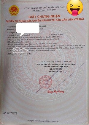 bán đất tại chánh nghĩa, thủ dầu một, bình dương, 3,6 tỷ, 83 m2, hàng hiếm view đẹp