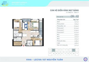 bán căn số 1210 chung cư viha leciva 107 nguyễn tuân, 96.7m2 view trực tiếp đường nguyễn tuân