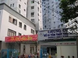 bán chung cư tôn thất thuyết mặt tiền tầng trệt, phường 1, q4. ngang 4x 13m dài. 1 trệt 2 lầu 3pn