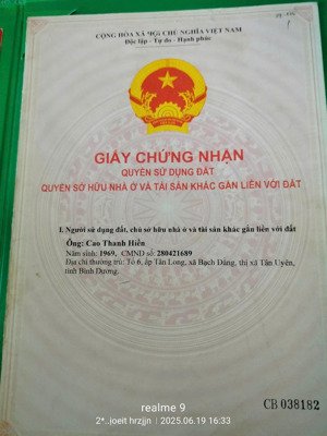 bán đất tại tổ 9 ấp tân long, 5,5 tỷ, 804 m2, bình dương hot