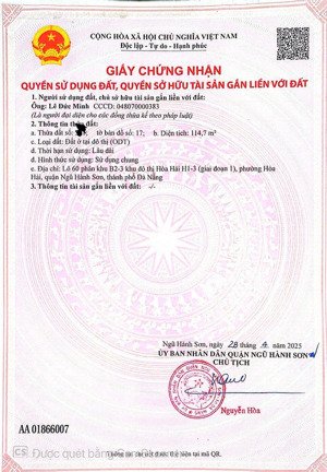 bán cặp đất đường thuỷ sơn 3, hoà hải, ngũ hành sơn, đà nẵng