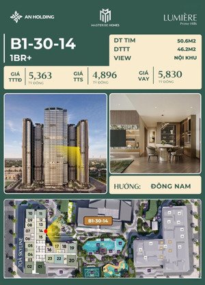 sở hữu ngay căn hộ tại lumière prime hills- đông anh | 1pn 46m2- 4tỷxx | liên hệ: 