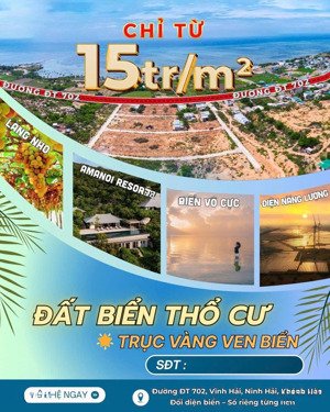 bán đất ven biển nam khánh hòa cách biển chỉ 100m mặt tiền tỉnh lộ 702 tuyến ven biển trọng tâm