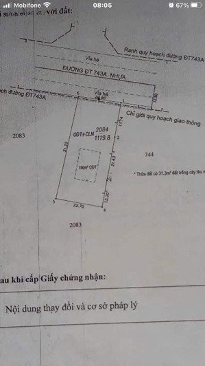 đất mặt tiền đt - 743 gần ngã 3 đông tân, ngã 3 ông xã kinh doanh vip