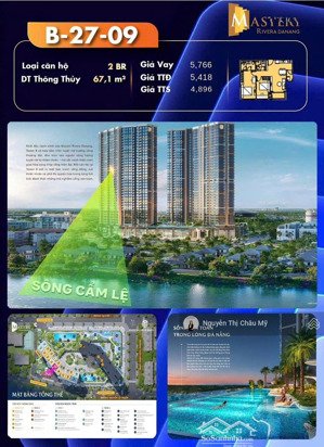 căn hộ 2pn tầng cao view sông mát quanh năm-căn hộ hàng hiệu masteri đà nẵng- ms châu mỹ