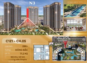 bán căn 2 ngủ góc đẹp nhất - tòa n3 - view ôm trọn bể bơi công viên- ban công đb- đn - tầng 9