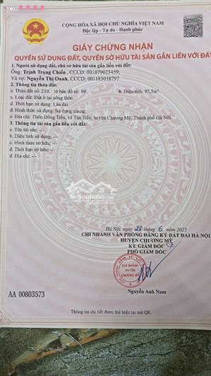 đất vuông vắn, nở hậu 2 mặt tiền thụy hương, chương mỹ 69m2, giá chỉ khoảng 2xtr/m2