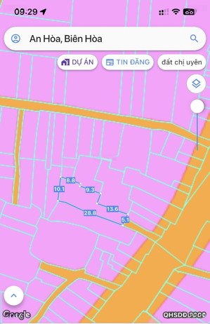 bán đất 222m2 nở hậu mặt tiền phường an hoà, tp biên hoà, đồng nai giá 22tr/m2