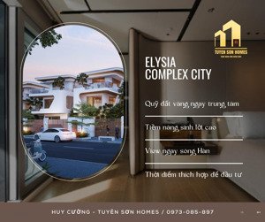 dự án elysia complex city duy nhất, 15,5 tỷ, 95,6 m2, view sông hàn, ngay khu tổ hợp pháo hoa