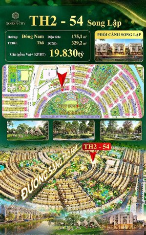 bán bt tại vinhomes golden city, 19,83 tỷ, 175,1m2, hàng hiếm giá ưu đãi