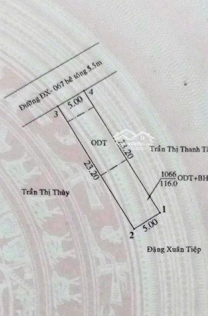 bán đất mặt tiền dx67 định hoà - 5x23 giá chỉ 2 tỷ 050 triệu