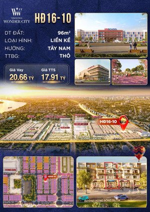 liền kề 96m2 giá 17,91 tỷ hướng tây nam, mặt tiền 8m. gần ngay vinschool, vincom, tmdv