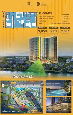 căn hộ dual key tầng 08 view sông mát quanh năm-căn hộ hàng hiệu masteri đà nẵng- ms châu mỹ