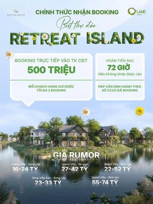 chính thức nhận booking biệt thự đảo retreat island