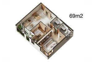 căn hộ 2 pn 70m2 cam kết cho thuê 15tr/ tháng chỉ cần 690tr tại happy one sora
