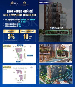 shophouse khối đế sun symphony view sông hàn, view pháo hoa mặt đường 27m trần hưng đạo
