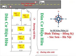 bán đất 100m2, 16 triệu / m2 tại xã hồng kỳ, sóc sơn, hà nội