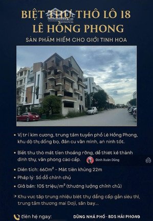 bán biệt thự thô lô 18 lê hồng phong 660m2 giá tốt nhất