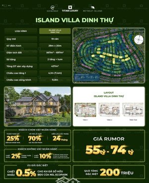 bán dinh thự biệt thự đảo tại eco retreat long an, chỉ với 55 tỷ, 697m2
