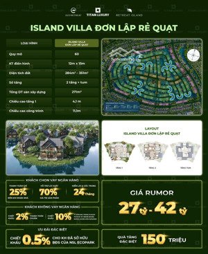 bán biệt thự rẻ quạt biệt thự đảo eco retreat long an, giá cực tốt 27 tỷ, 351m2, 4pn, 5wc