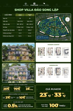 bán shop villa biệt thự đảo, có thể kinh doanh tại eco retreat long an, 23 tỷ vnd