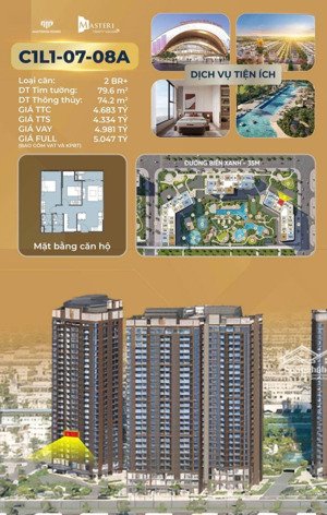 chỉ từ 58.4 tr/m2 căn 2pn + view biệt thự & cây xanh tại masteri trinity square!