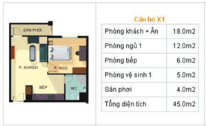 Bán căn hộ chung cư Phú Thạnh - 45m2, 1PN|1WC - giá bán 1 tỷ 350