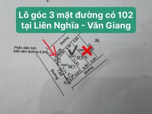 góc 3 mặt đường có 102 tại liên nghĩa - văn giang kết nối đường 379 hn-hy, gần vành đai 4...