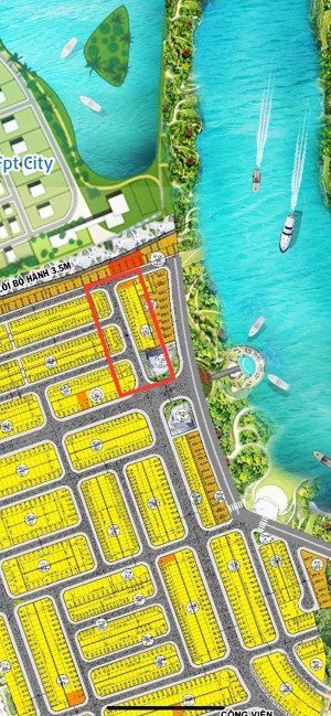 siêu phẩm 96.25m2(5x19.25) mặt sông cổ cỏ ,gần kề kđt fpt - giá 2ty850 chính chủ