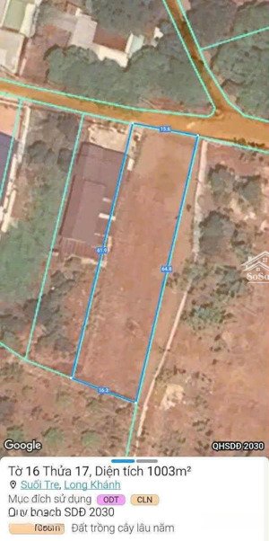 1 sào vip thuộc phường suối tre. mặt tiền 16m. nỡ hậu. đặc biệt 100m2 thổ cư