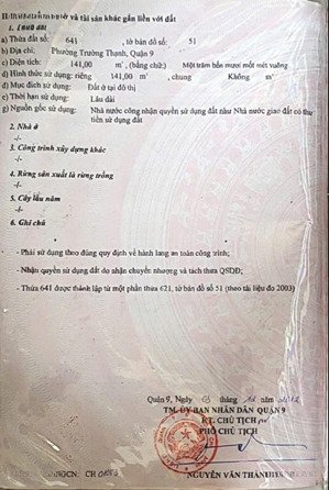 bán đất 141m2, 6,5 tỷ ở trường thạnh, quận 9, hcm